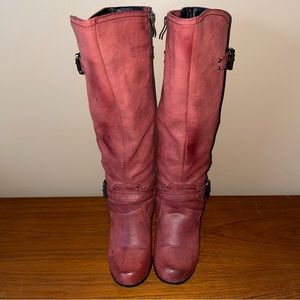 Red Wide Calf Tall boots